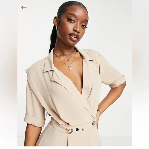 ASOS DESIGN- wrap tax midi dress with shoulder pads - Picture 4 of 6